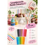 hediyehobihersey İnce Esnek Sunum Çubuğu, Lolipop, Cupcake, Truff, Çikolata Vb. 25 Adet 11cm