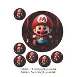 hediyehobihersey Sevimli Süper Mario 7 Adet A4 Yenilebilir Süsü Pasta Kurabiye Şeker Hamuru Kağıt Baskısı