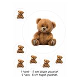 hediyehobihersey Teddy Bear Sevimli Ayı - 7 Adet A4 Yenilebilir Süsü Pasta Kurabiye Şeker Hamuru Kağıt Baskısı