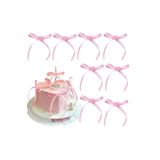 hediyehobihersey Yenilebilir Hazır Kalp Dekorlu Fiyonk Kurdela, Pasta Süsü, Cupcake Süsü 12 ADET