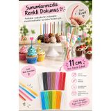 hediyehobihersey Yesil Cakepop Lolipop Marshmallow Çikolata Sunum Çubuğu 11 cm 50 ad