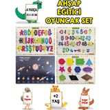 Hediyelen 4 Lü Set Ahşap Eğitici Öğretici Oyuncak Puzzle Yapboz Söktak +2 Yaş Harfler-Sayılar