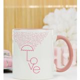 Hediyelen Love Şemsiye Tasarımlı Kupa Bardak Pembe