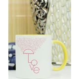 Hediyelen Love Şemsiye Tasarımlı Kupa Bardak Sarı