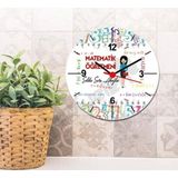 Hediyelen Matematik Öğretmeni Kadın Figür Duvar Saati