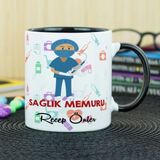 Hediyelen Sağlık Memuru Siyah Kupa Bardak
