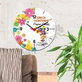 Hediyelen Türkçe Öğretmenine Hediye Çiçek Tasarım Duvar Saati