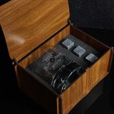 Hediyelerin Efendisi Ahşap Kutulu Vintage Tasarımlı Çiftlere Özel Taşlı Viski Kadehi Seti
