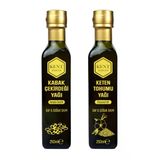 (Hediyeli) Kabak Çekirdeği Yağı + Keten Tohumu Yağı Seti 2X250 Ml Soğuk Sıkım %100 Saf Doğal