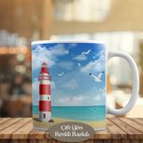 HEDIYELIK-1284-11467 Deniz Feneri İllüstrasyon Kupa Bardak