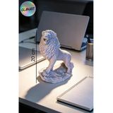 Hediyelik 3 Boyutlu Aslan Figürlü Masa Üstü Biblo Obje (3D Filamet) Merger Grisi 1 Adet