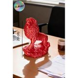 Hediyelik 3 Boyutlu Aslan Figürlü Masa Üstü Biblo Obje (3D Filamet) Metalik Pembe1 Adet