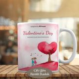 HEDIYELIK-328 Kalpli Pembe Ağaç ve Romantik Çift Kupa Bardak