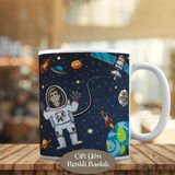 HEDIYELIK-4755 Gezegenler Uzay Aracı ve Astronot Kupa Bardak