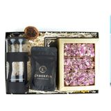 HEDIYELIK-500 ml French Press - Endorfia Premium 40 gr Filtre Kahve - Brown Book Güllü Lokum