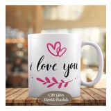HEDIYELIK-58152 Kalpli I Love You İngilizce Yazı Baskılı Kupa Bardak