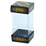 Hediyelik Alt Üst Karton Kapak Siyah Gold Varaklı Arası Asetat Kutu (8Cmx8cmx16.5cm)