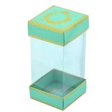 Hediyelik Alt Üst Karton Kapak Yeşil Gold Varaklı Arası Asetat Kutu (8Cmx8cmx16.5cm)