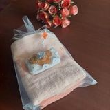 Hediyelik Havlu Set 30x50cm, El Yapımı Kokulu Sabunlu | 2 Adet Pamuk Havlu, El İşi Dantelli Sabun, Tül Bohça Sunumu, Kına & Düğün Seti, 7x5x3cm Sabun