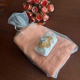 Hediyelik Havlu Set 30x50cm x2 + El Yapımı Dantelli Kokulu Sabun