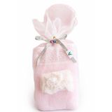 Hediyelik Havlu Set, Pembe,%100 Pamuk, 30x50 cm, 2 Havlu ve El Yapımı Dantelli Kokulu Sabun, Tüllü Bohça