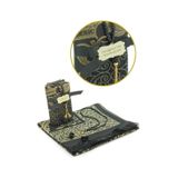Hediyelik İsme Özel Tesbihli Seccade Seti Siyah Siyah