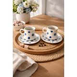 Hediyelik Nazar Boncuklu Desenli El Yapımı Seramik Türk Kahve Fincanı Espresso – 2li Set Hediyelik