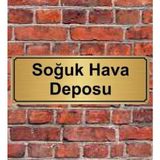 Hediyelikevi Altın Renk 10 x 20 cm Soğuk Hava Deposu Yazılı Metal Yönlendirme Levhası