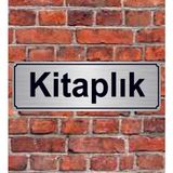 Hediyelikevi Gümüş Renk 10 x 20 cm Kitaplık Yazılı Metal Yönlendirme Levhası