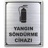 Hediyem Yolda Yangın Söndürme Cihazı Kapı Yönlendirme Levhası 10 cm x 12 cm Gümüş Renkli Rezopal Levha