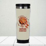 Hediyemen Basketbolculara Hediye Kişiye Özel 0,4 lt Beyaz Termos
