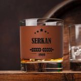 Hediyemen Erkeğe Hediyelik Taba Deri Kaplama Viski Bardağı