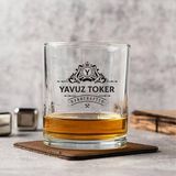 Hediyemen Kişiselleştirilme Detaylı Özel Desen Işlemeli Viski Bardağı - Beyaz - 1 Adet