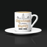 Hediyemen Öğretmen Annelere Hediye Türk Kahvesi Fincanı - Beyaz - 1 Adet