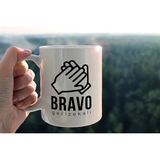 Hediyene Bak Bravo Baskılı Seramik Kahve Çay Kupası - Beyaz - 330 ml