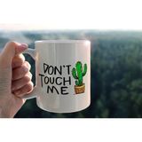 Hediyene Bak Don't Touch Me Baskılı Seramik Kahve Çay Kupası - Beyaz - 330 ml