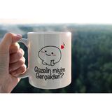 Hediyene Bak Güzelin Miyim Gerçekten? Baskılı Seramik Kahve Çay Kupası - Beyaz - 330 ml