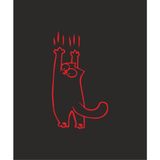 Hediyene Bak Kayan Kedi Sticker Motor, Kask, Laptop, Araba Sticker - 14x8 cm - Kırmızı
