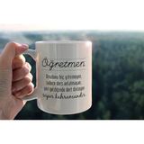 Hediyene Bak Öğretmen Baskılı Seramik Kahve Çay Kupası - Beyaz - 330 ml