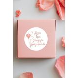 Hediyene Bak Sizin Için Sevgiyle Hazırlandı Yuvarlak Sticker 3x3 cm 100 Adet - Beyaz - Pembe
