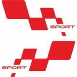 Hediyene Bak Sport Damalı Yazı Araba Oto Sticker Set Sağ ve Sol Takım Siyah - 14 x 6,5 cm - Kırmızı