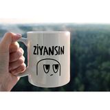 Hediyene Bak Ziyansın Baskılı Seramik Kahve Çay Kupası - Beyaz - 330 ml