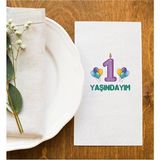 Hediyenza 1 Yaşındayım Doğum Günü Parti Baskı Peçete Sunum Peçetesi 20 Adet