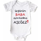 Hediyenza Baba Baskılı Beyaz Bebek Body