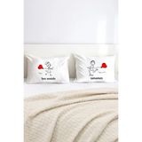 Hediyenza Ben Seninle Tamamım Pamuklu Çift Kişilik 50X70 cm Yastık Kılıfı Seti - 50 x 70 cm - Beyaz