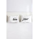 Hediyenza Bonjour Paris Pamuklu Çift Kişilik 50X70 cm Yastık Kılıfı Seti - 50 x 70 cm - Beyaz