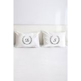Hediyenza Çift Kişilik Harfli Dekoratif Yastık Kılıfı 50X70 cm - Beyaz - 50 x 70 cm
