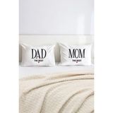 Hediyenza Dad & Mom Pamuklu Çift Kişilik 50X70 cm Yastık Kılıfı Seti - 50 x 70 cm - Beyaz