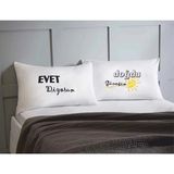 Hediyenza Evet Diyorum Doğdu Güneşim Pamuklu Çift Kişilik 50X70 cm Yastık Kılıfı Seti - 50 x 70 cm - Beyaz