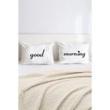 Hediyenza Good Morning Pamuklu Çift Kişilik 50X70 cm Yastık Kılıfı Seti - 50 x 70 cm - Beyaz